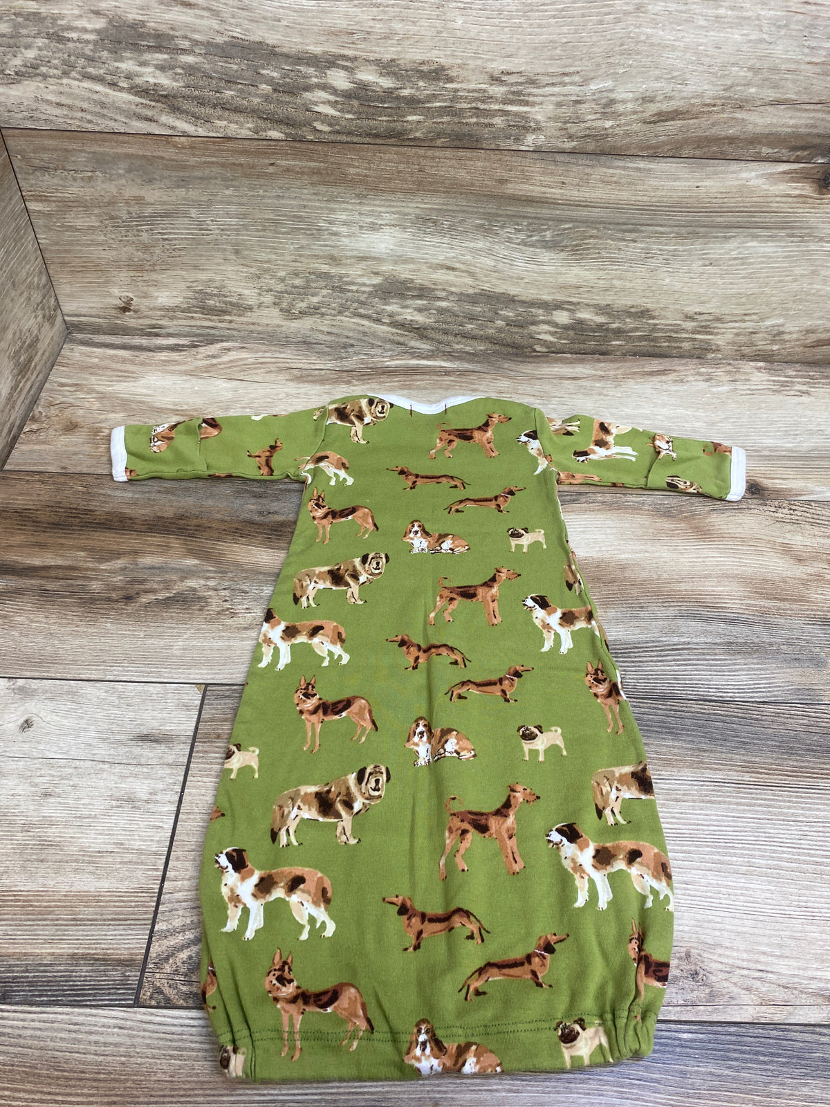 Milkbarn Organic Dog Print Sleep Gown Green sz 0-3m