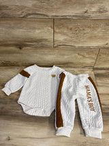 2pc Textured Bear Sweatshirt & Joggers Set White sz 12-18m