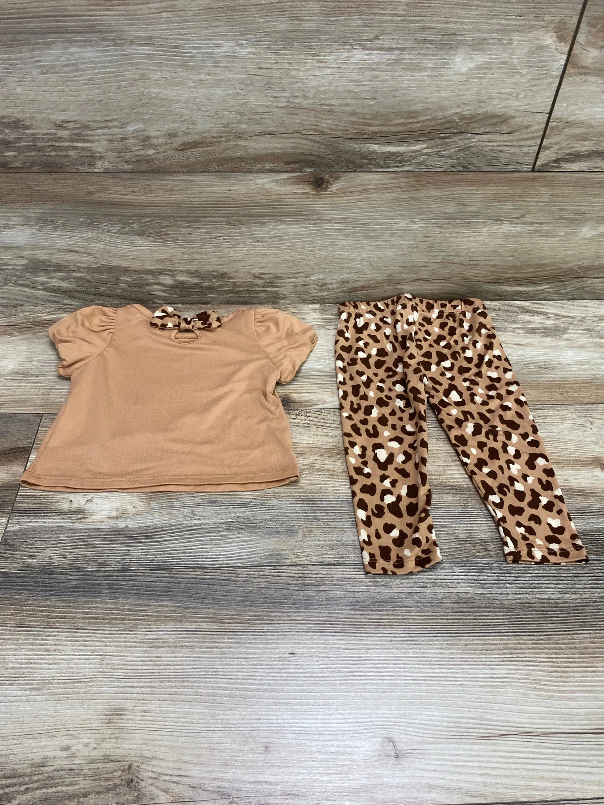 Btween 2pc Leopard Print Shirt & Leggings Brown sz 12m