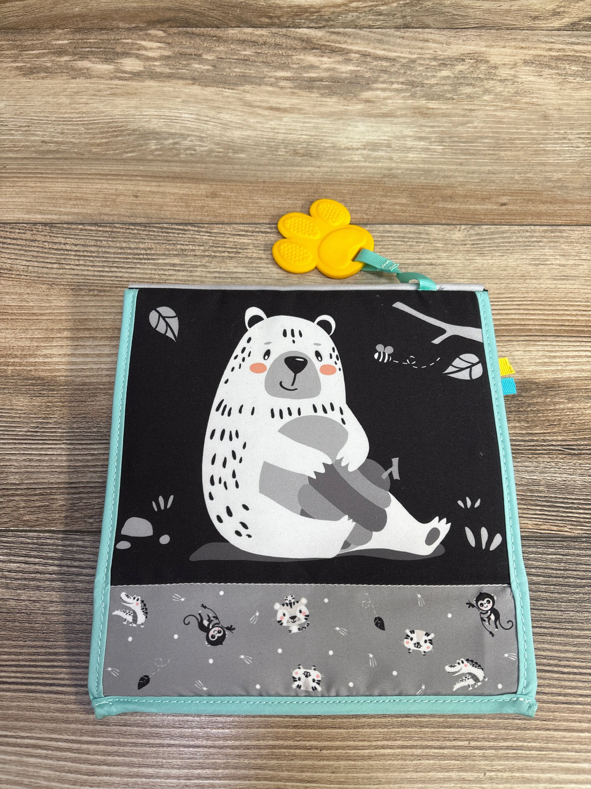 TiniTigies Contrast Tummy Time Mirror Crinkle Book with Silicone Teether