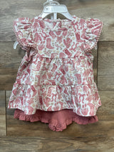 NWOT Cynthia Rowley 2pc Western Cowgirl Peplum Top & Shorts Set Pink sz 12m