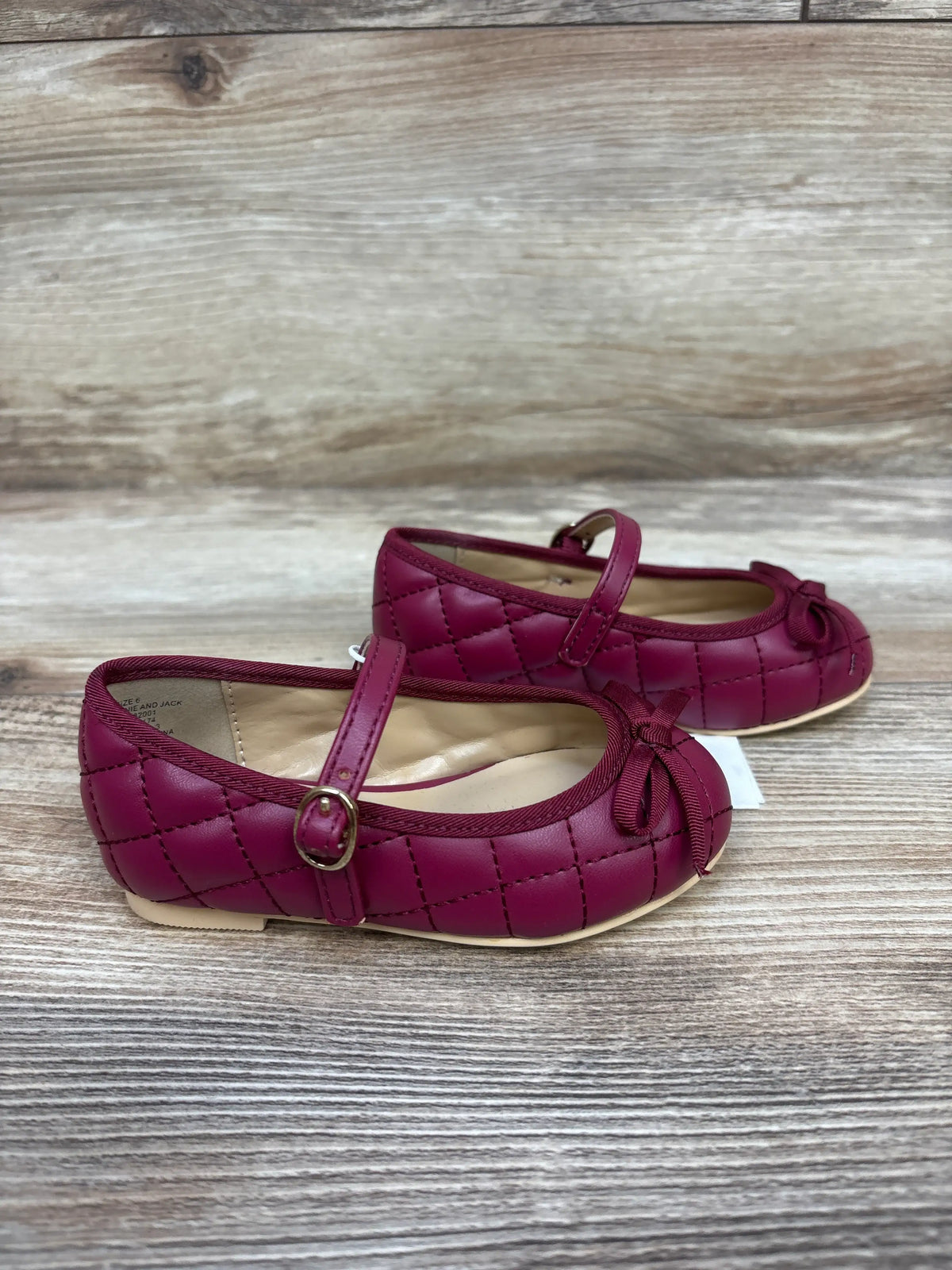 NEW Janie and Jack Quilted Mary Jane Flats Burgundy sz 6c