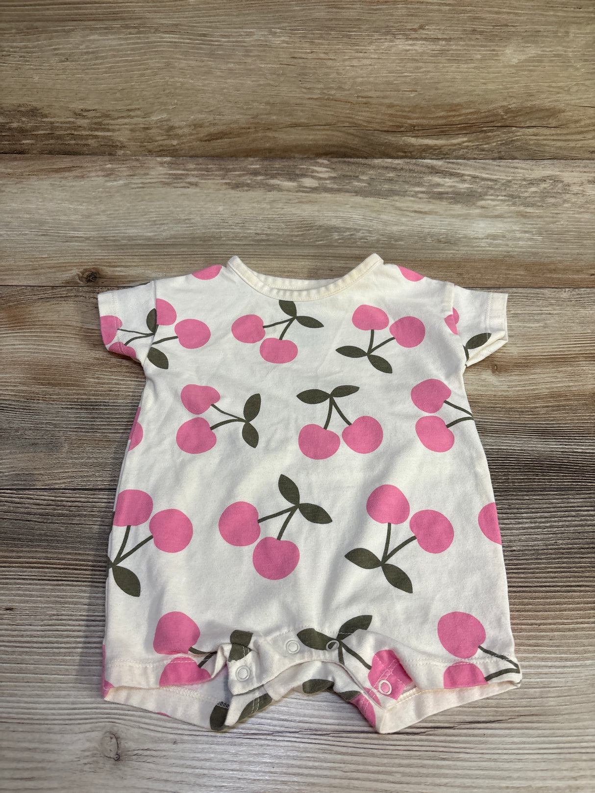 Cat & Jack Cherry Print Shortie Romper Ivory sz 0-3m