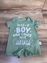 Shein Just A Boy Who Loves His Mom Shortie Romper Green sz 1-3m