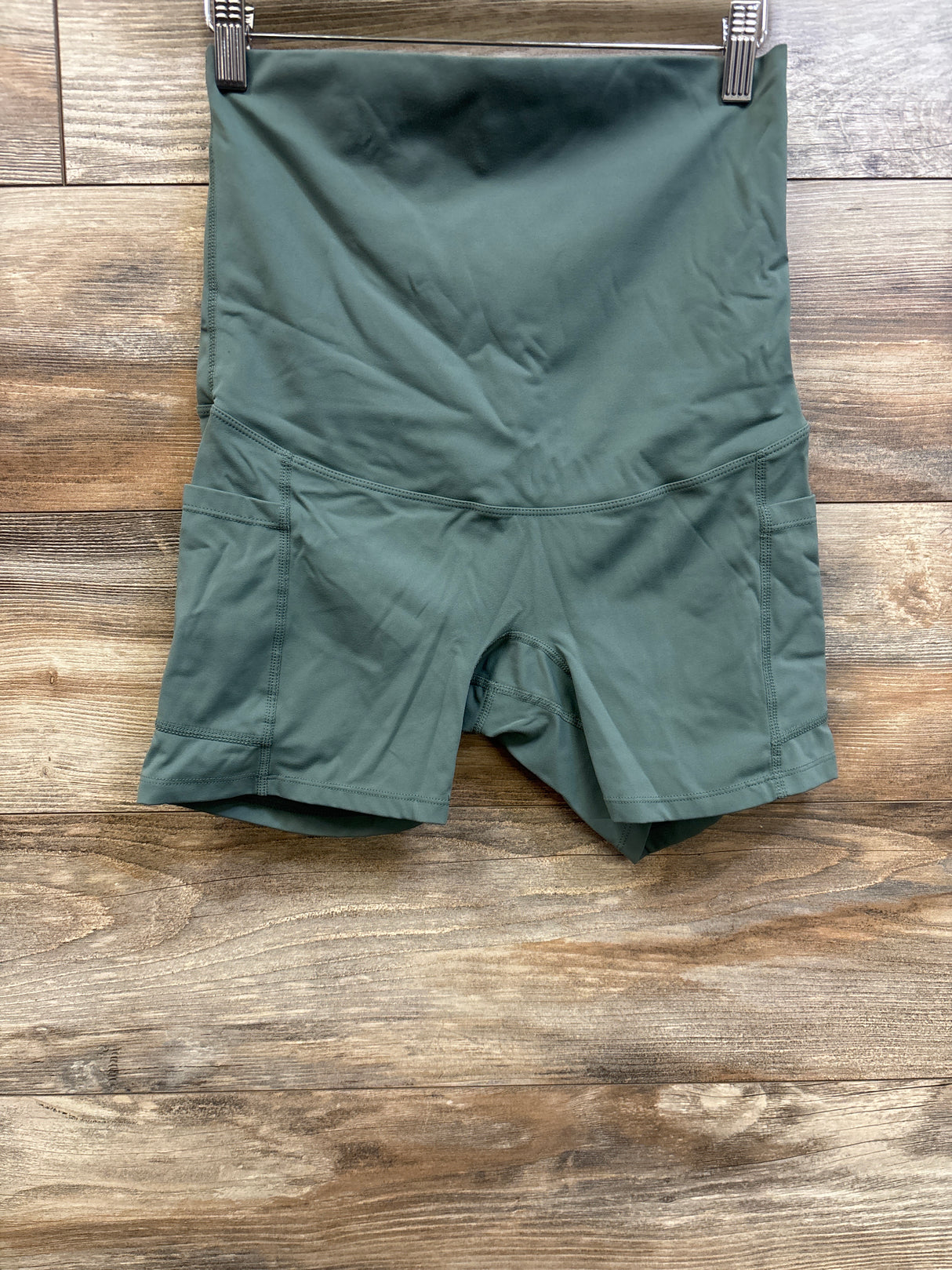Poshdivah Over The Belly Yoga Shorts Green sz XS