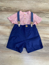 Cat & Jack 2pc Striped Bodysuit & Short Suspender Set Red sz 6-9m