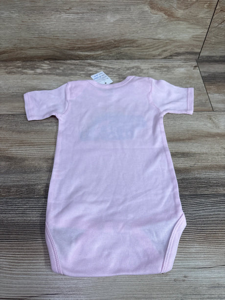 Back view of a new pink Laughing Giraffe Aloha bodysuit for infants size 6-12m
