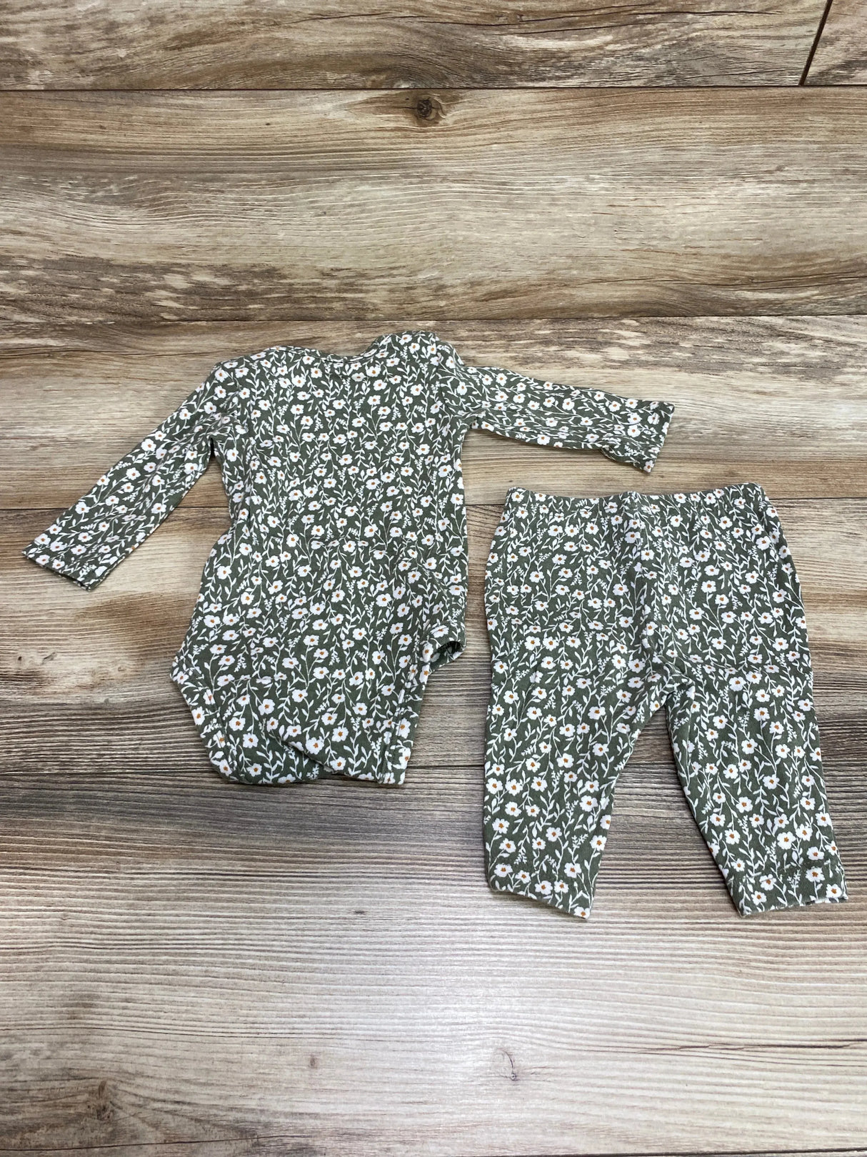 Just One You 2pc Floral Bodysuit & Pants Green sz 3m