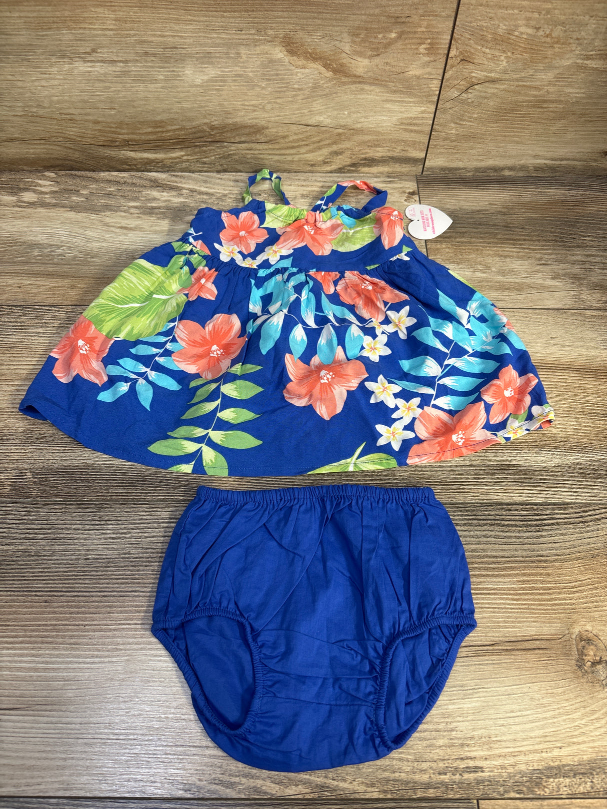 NEW Children's Place 2pc Floral Dress & Bloomers Set Blue sz 3-6m