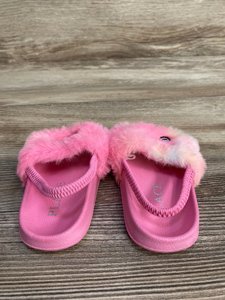 Children's Place Embroidered Icon Faux Fur Slides Pink sz 5c - Me n Mommy To Be