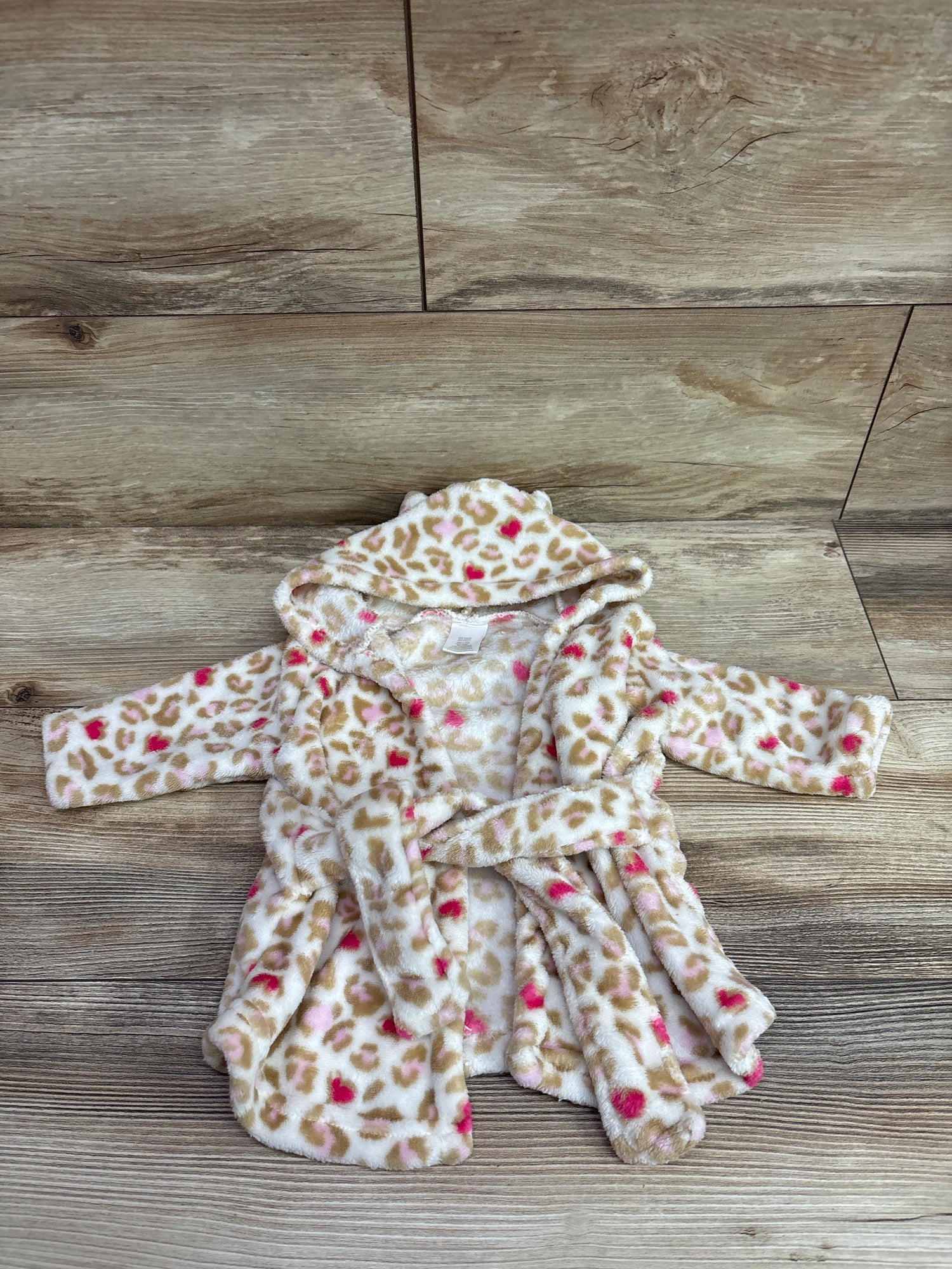 Zak & Zoey Plush Leopard Robe Tan sz 0-6m