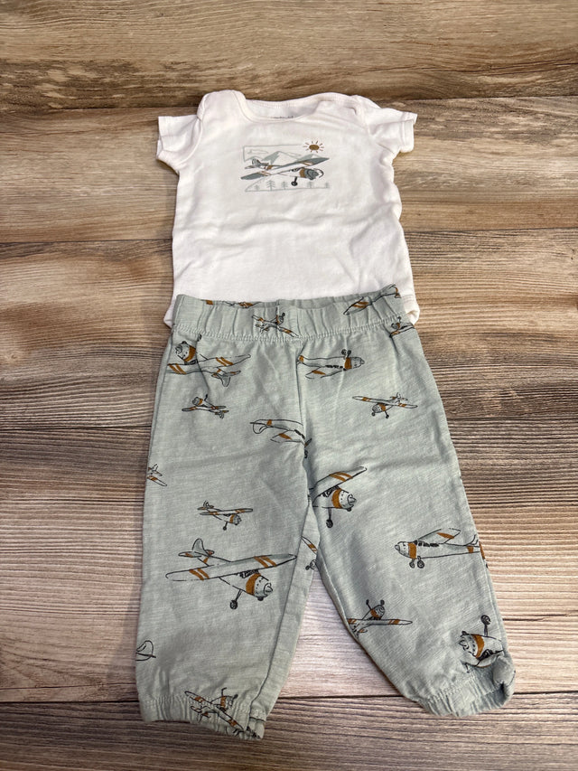 Carter's 2pc Airplane Bodysuit & Pants White sz 6m - Me n Mommy To Be