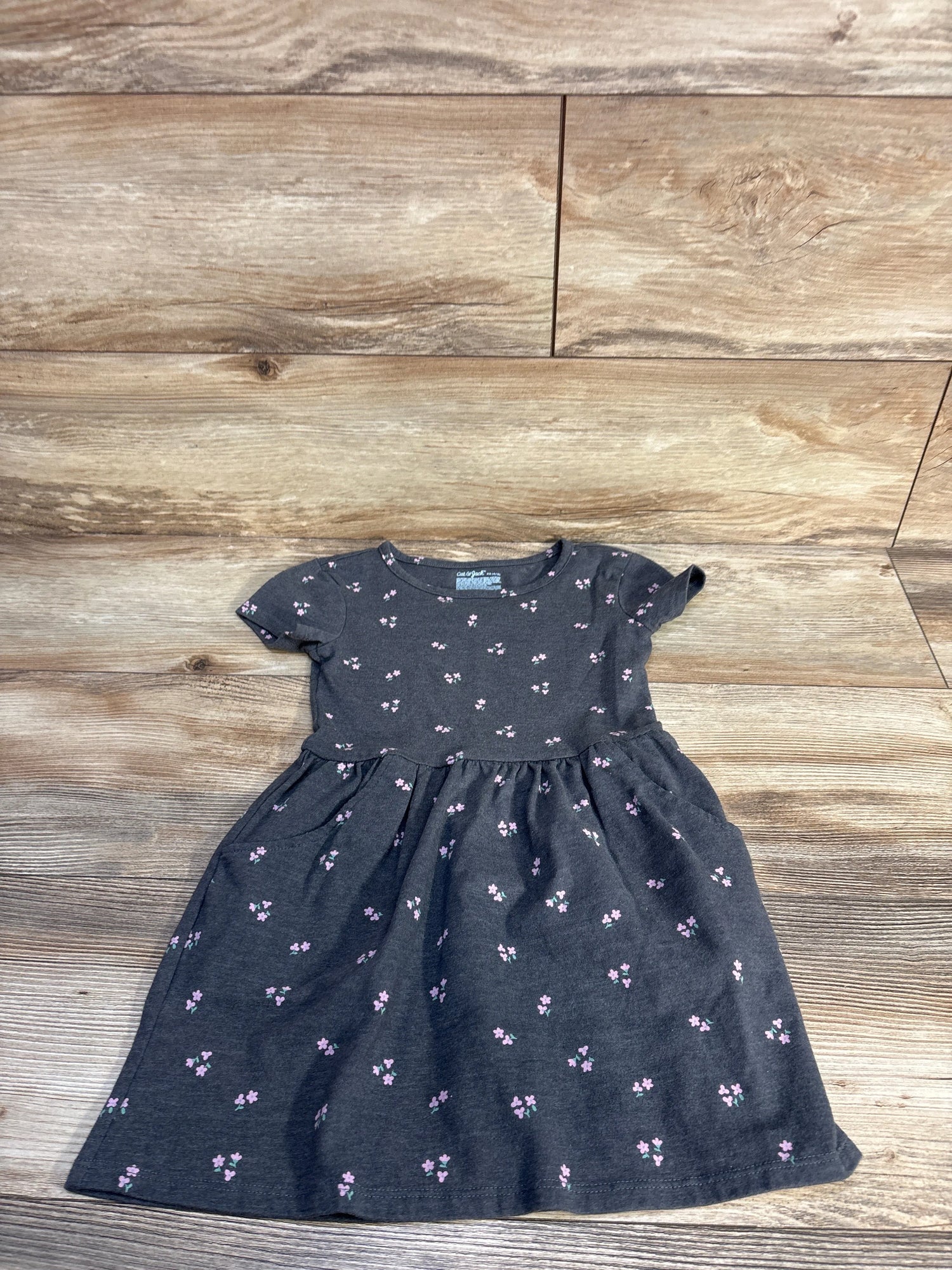 Cat & Jack Floral Pocket Dress Grey sz 4/5T