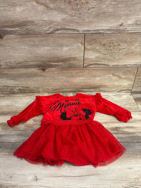 Red Disney Baby Minnie Mouse velour sweatshirt dress with tutu skirt for size 24m