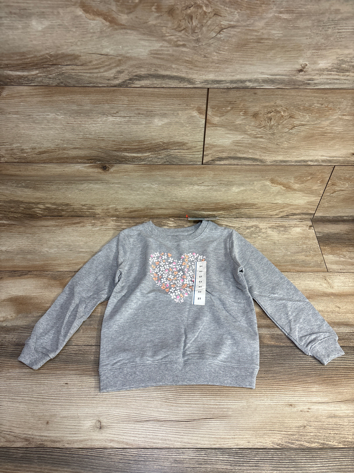 NEW Cat & Jack Floral Heart Sweatshirt Grey sz 5T