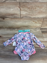 NEW Disney Baby 1pc Minnie Mouse Long Sleeve Rash Guard Swimsuit Pink sz 9m