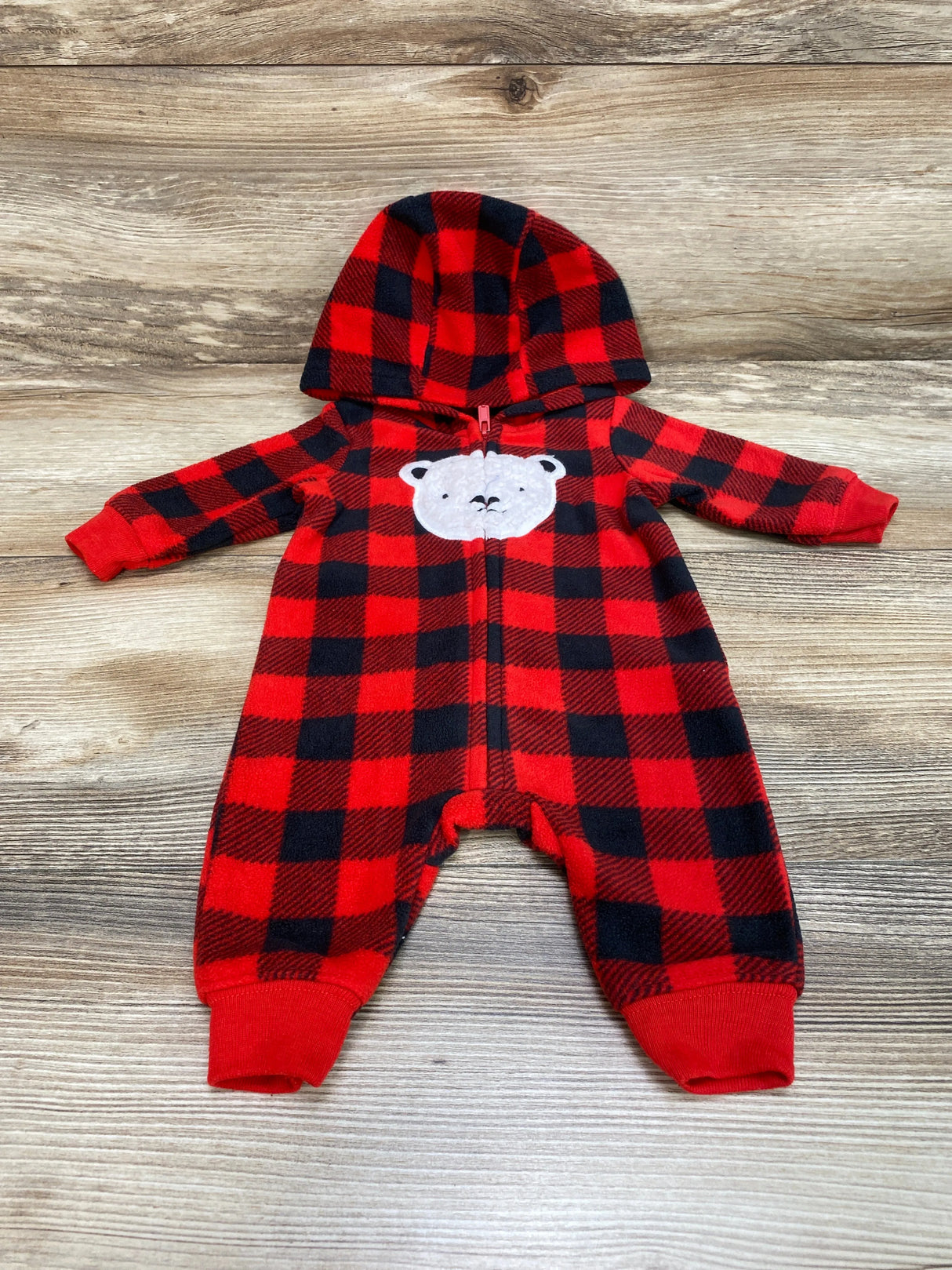 Just One You Buffalo Check Hooded Coverall Red sz Newborn