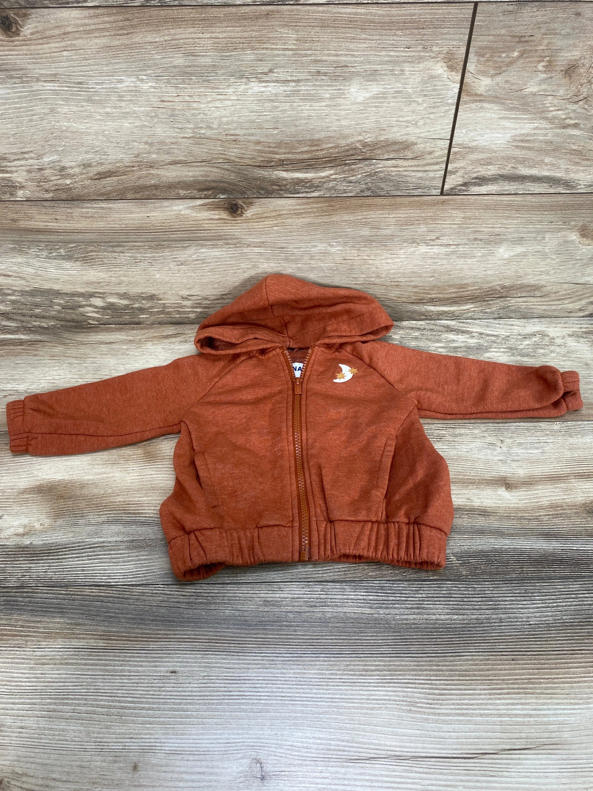 Old Navy Full Zip Embroidered Hoodie Orange sz 12-18m