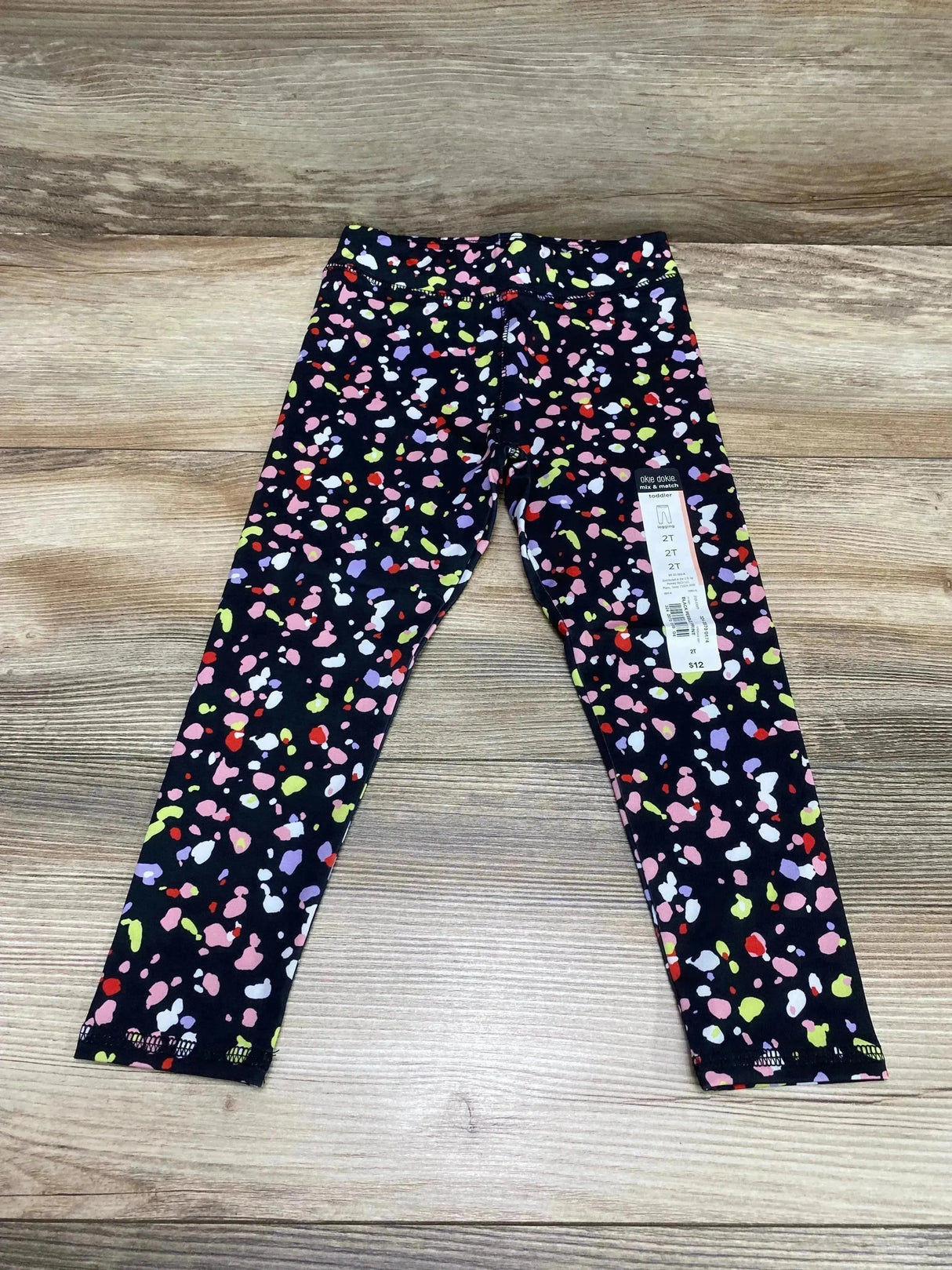 NEW Okie Dokie Black Pebble Print Leggings sz 2T