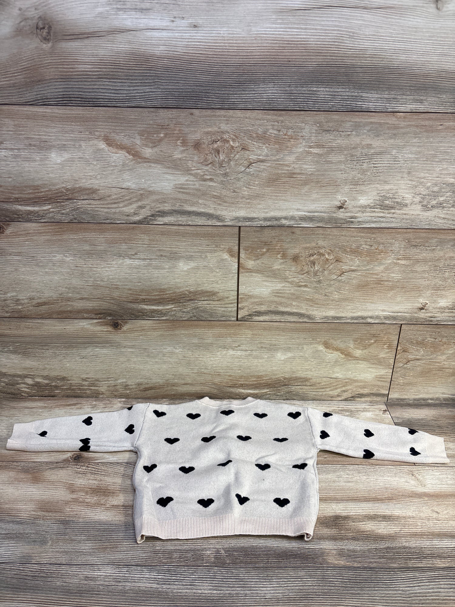 Shein Knit Heart Print Cardigan Beige sz 18-24m