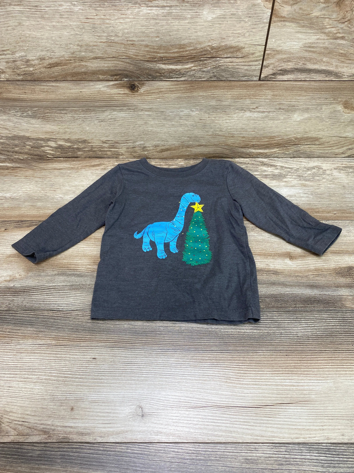 Cat & Jack Dino Christmas Tree Shirt Grey sz 2T