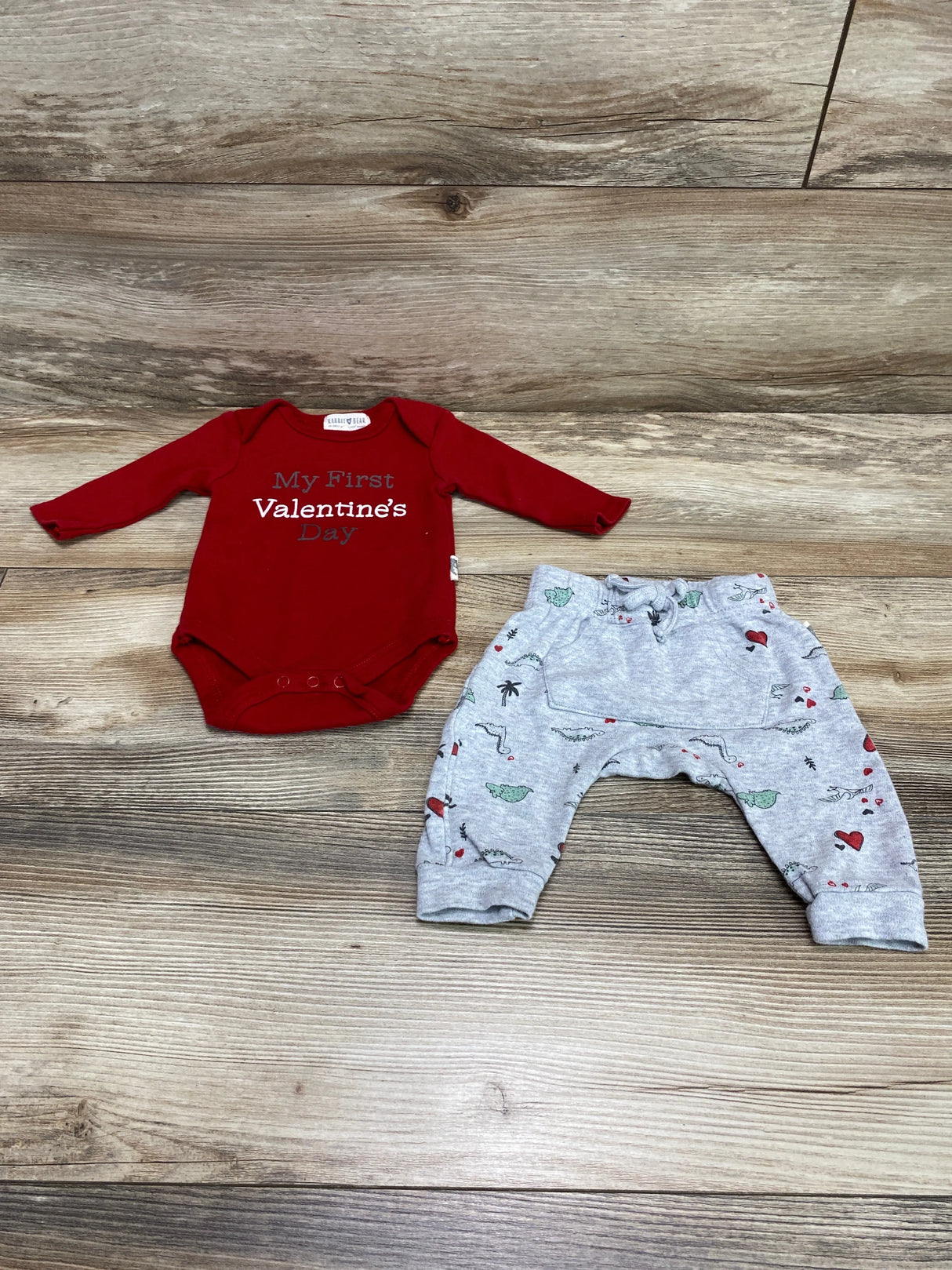 Rabbit + Bear 2pc My First Valentine's Day Bodysuit & Pants Red sz 0-3m