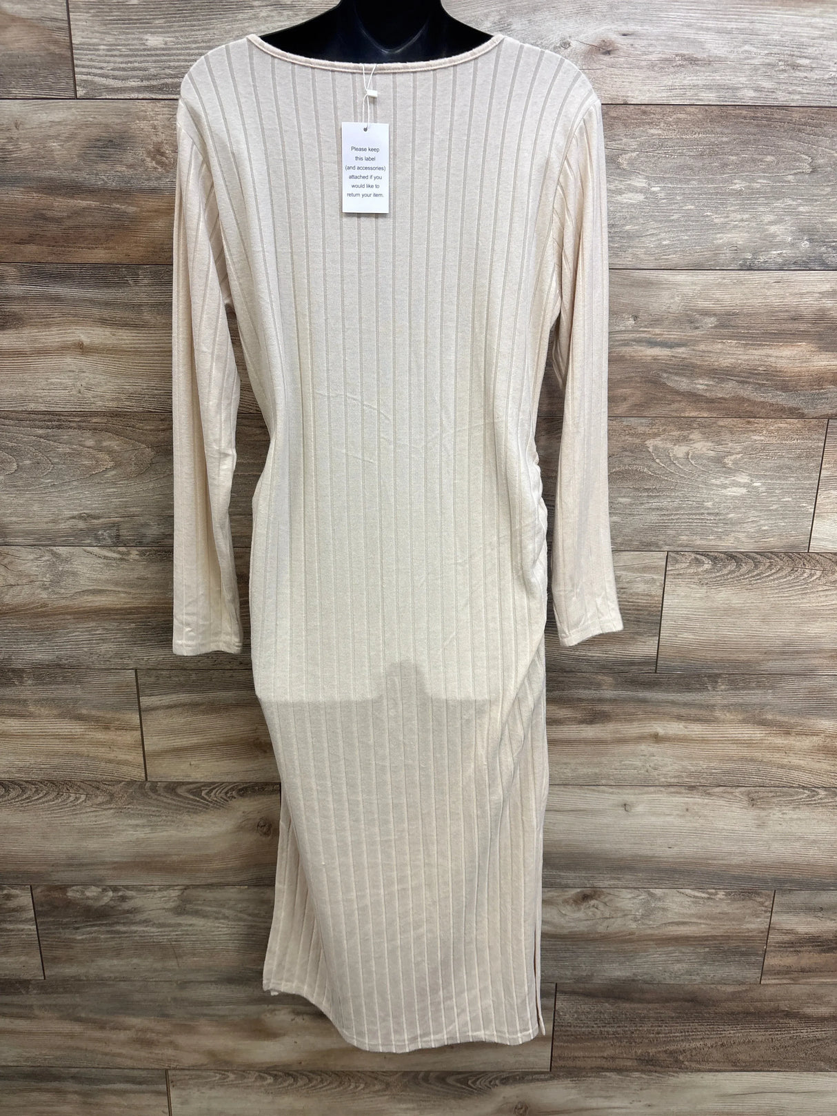 NEW Long Sleeve Ribbed Maternity Dress Ivory sz XXL