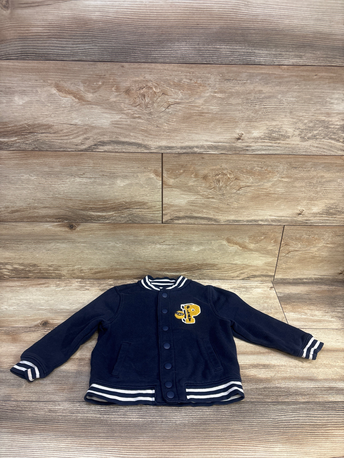 Old Navy Button-Front Graphic Bomber Jacket Navy sz 3T