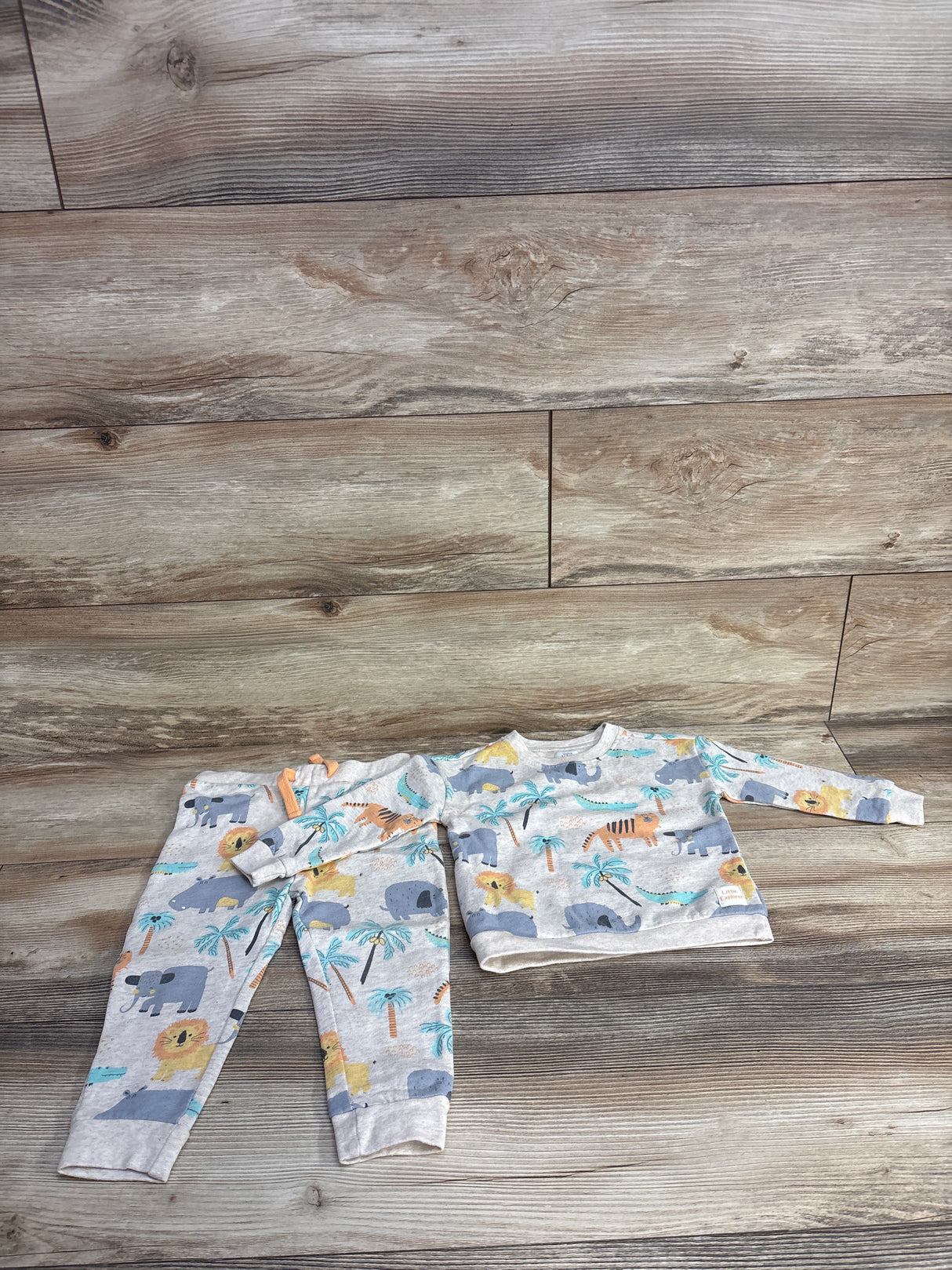 Laughing Llama 2pc Long Sleeve Top & Pants Set Beige sz 18m