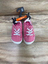 NEW Wonder Nation Casual Bump Toe Sneakers Gingham Pink Sz 6c