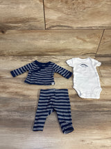Just One You 3pc Striped Kimono Shirt, Bodysuit, & Pants Set Navy sz Preemie