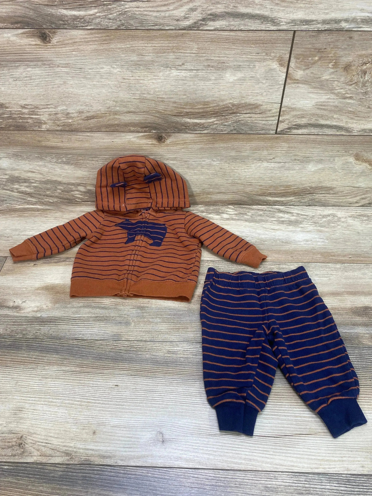 Carter's 2pc Striped Hoodie & Joggers Brown sz 6m