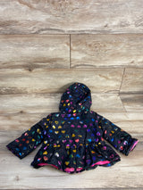 Penelope Mack Heart Print Full Zip Plush Lined Coat Black sz 12m