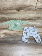 Disney Baby 2pc Mickey Mouse Born Wild Kimono Shirt & Pants Green sz Newborn