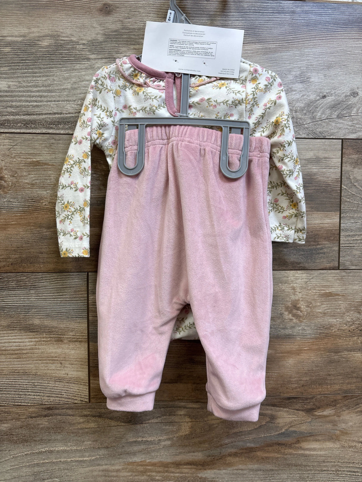 NWOT Kyle + Deena 3pc Floral Velour Bodysuit Set Ivory sz 6-9m