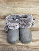 First Steps by Stepping Stones Pom Pom Faux Fur Boots, Grey sz 4c