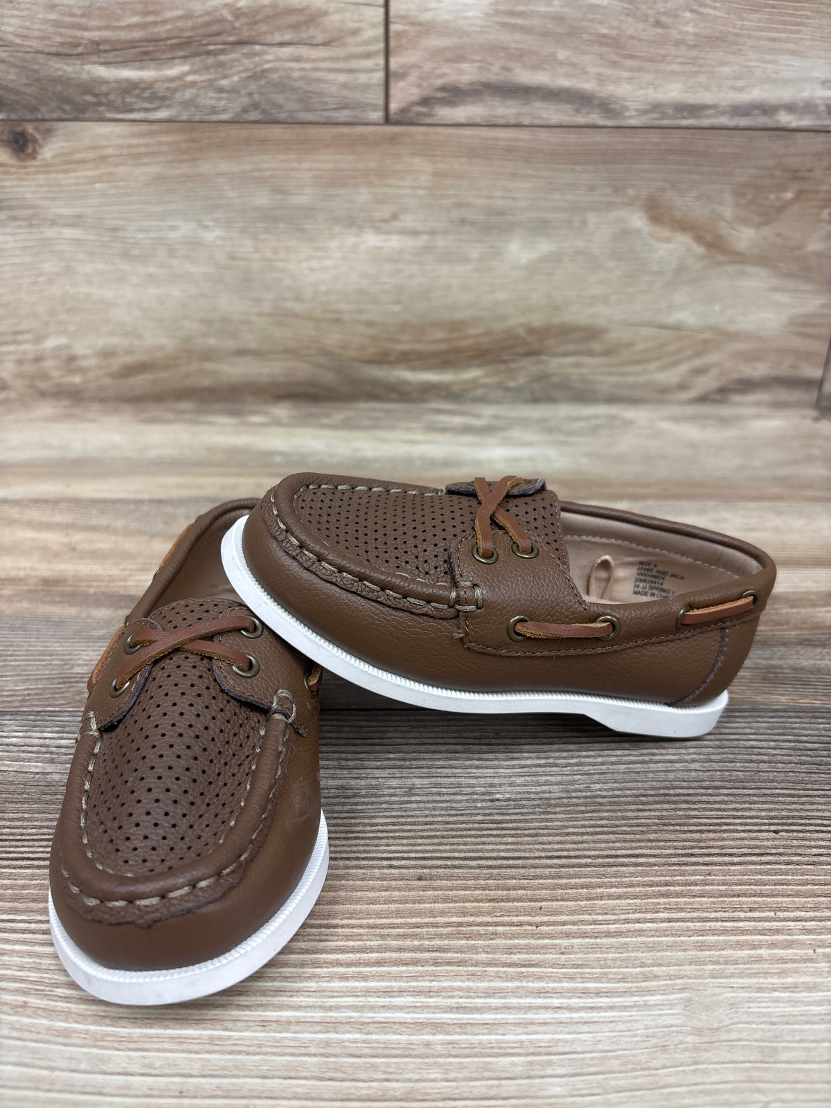 Janie & Jack Perforated Boat Shoes Brown sz 9c