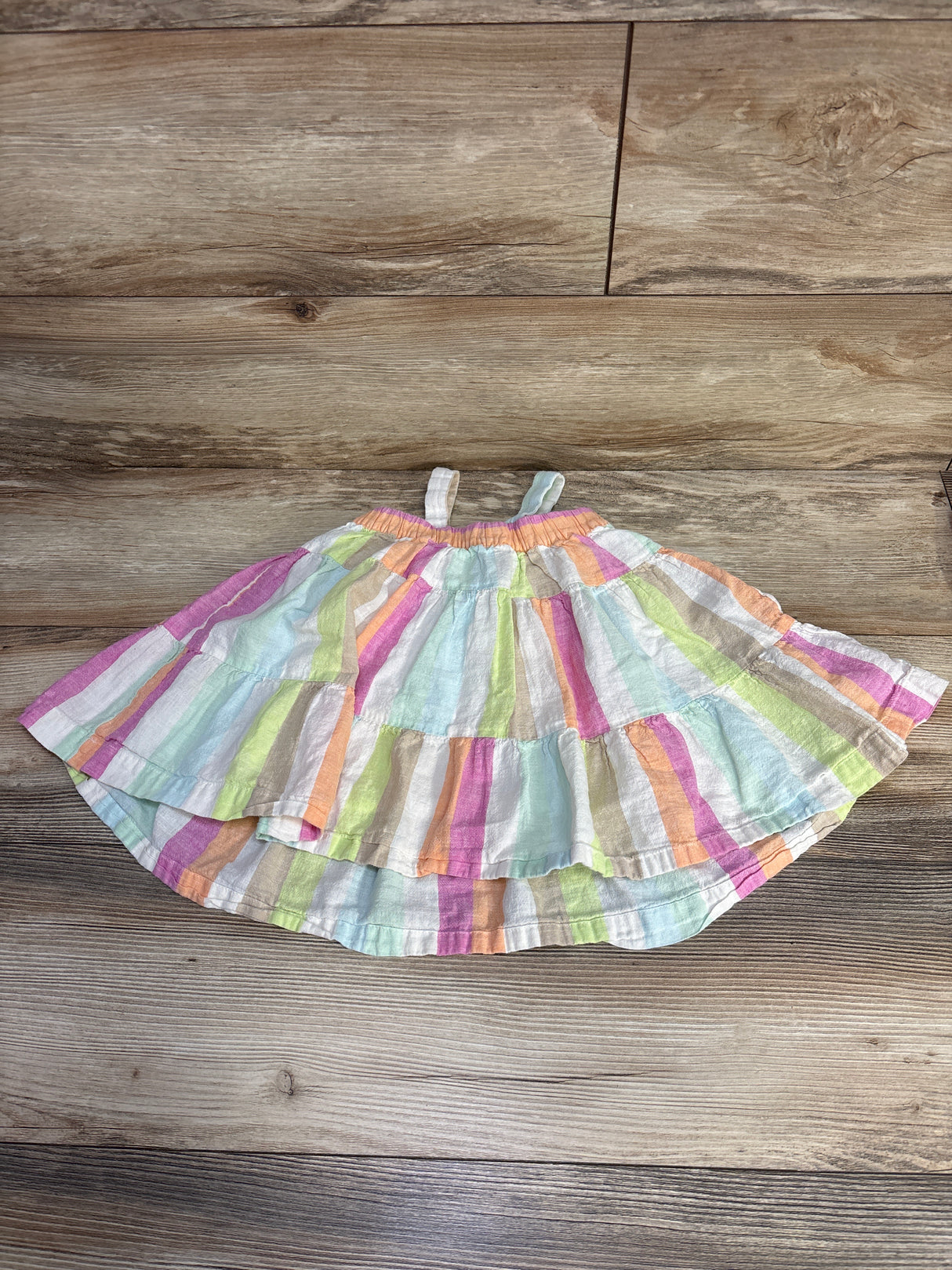 Baby Gap Striped Linen Blend Dress White sz 18-24m