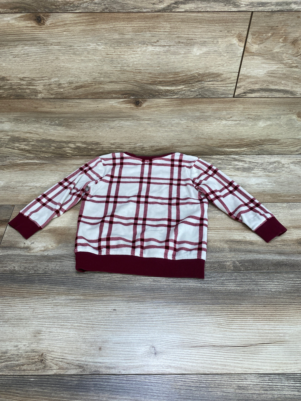 Cat & Jack Plaid Velour Sweatshirt White sz 2T