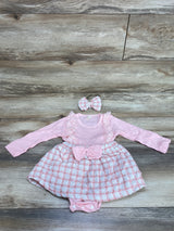 2pc Ruffle Bodysuit Dress & Headband Pink sz 18m