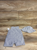 NEW Just One You 2pc Striped Shortie Romper & Hat Set Blue sz 18m