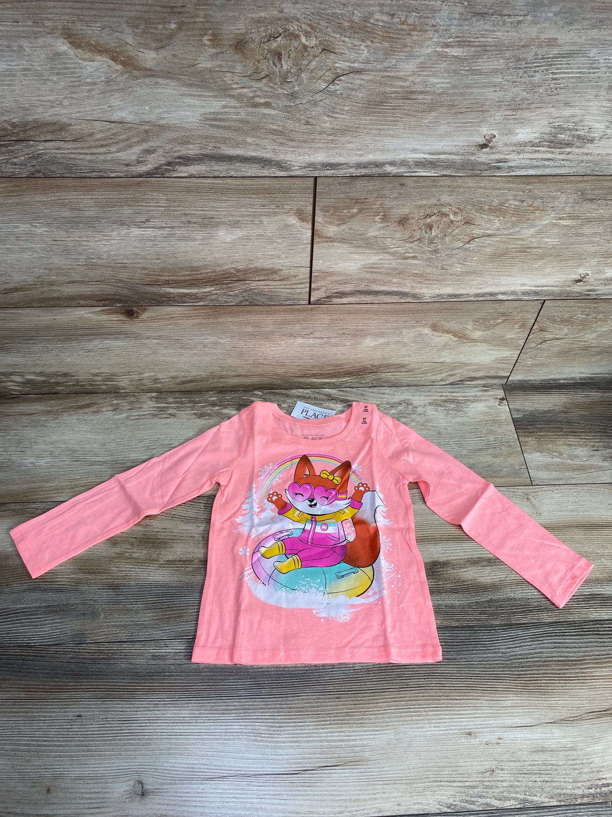 NEW Children's Place Textured Fox Shirt Pink sz 3T