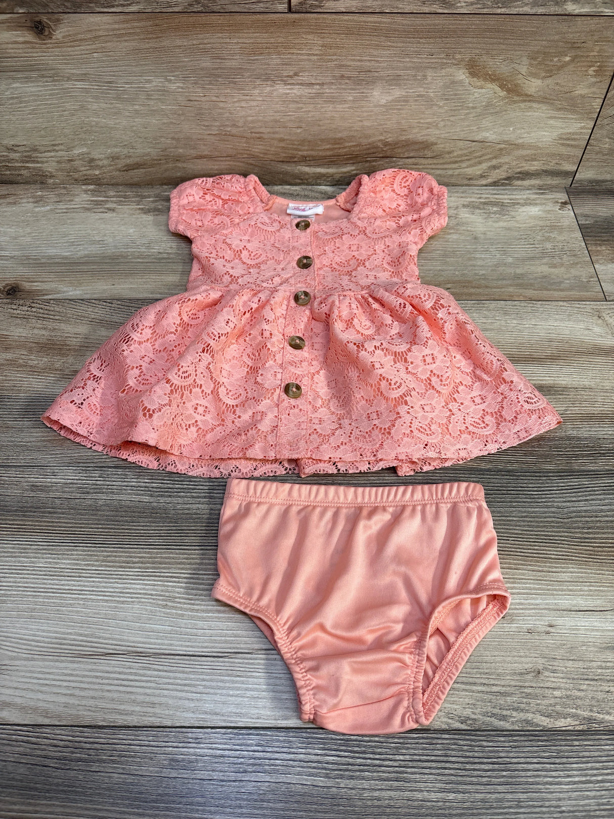 Little Lass Puff Sleeve Dress & Bloomers Pink sz 3-6m - Me n Mommy To Be