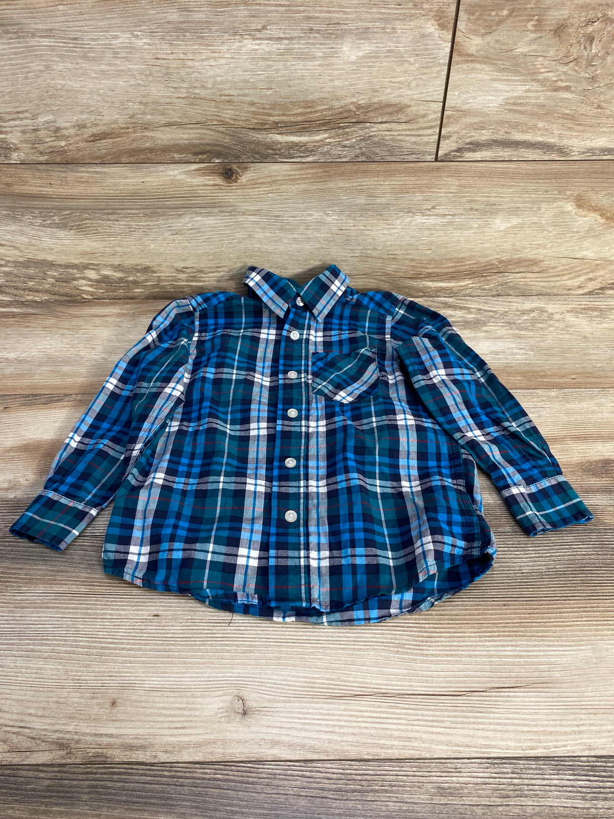 Children's Place Plaid Button Up Shirt Blue sz 4T