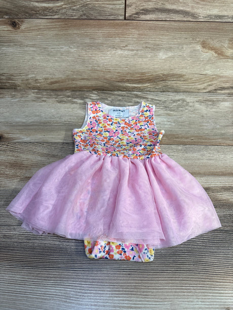 Old Navy Floral Ribbed Bodysuit Tutu Dress Pink sz 6-12m - Me n Mommy To Be