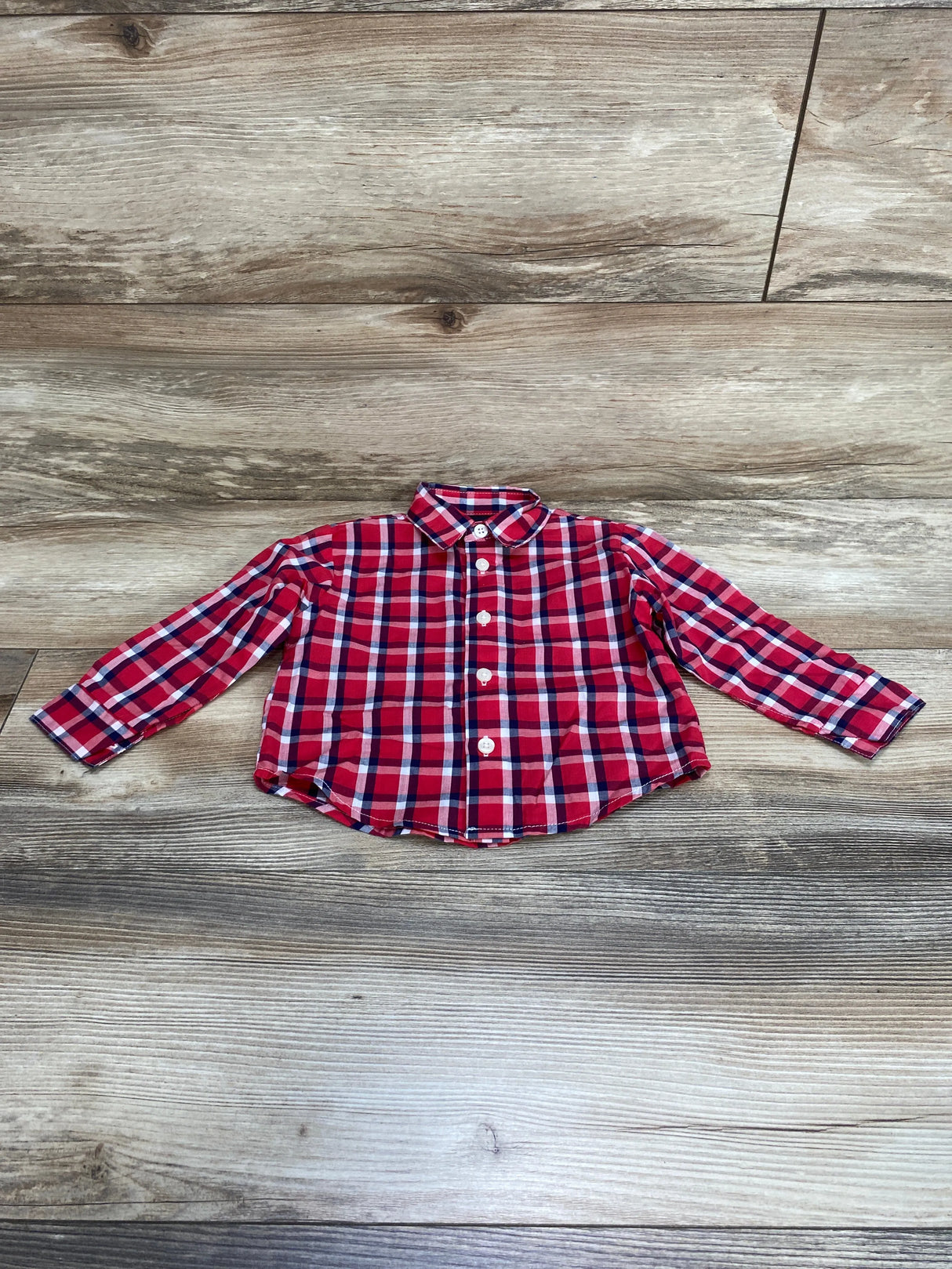 TFW Plaid Button Up Shirt Red sz 12m