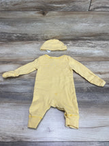 Carter's 2pc Striped Coverall & Hat Yellow sz Newborn