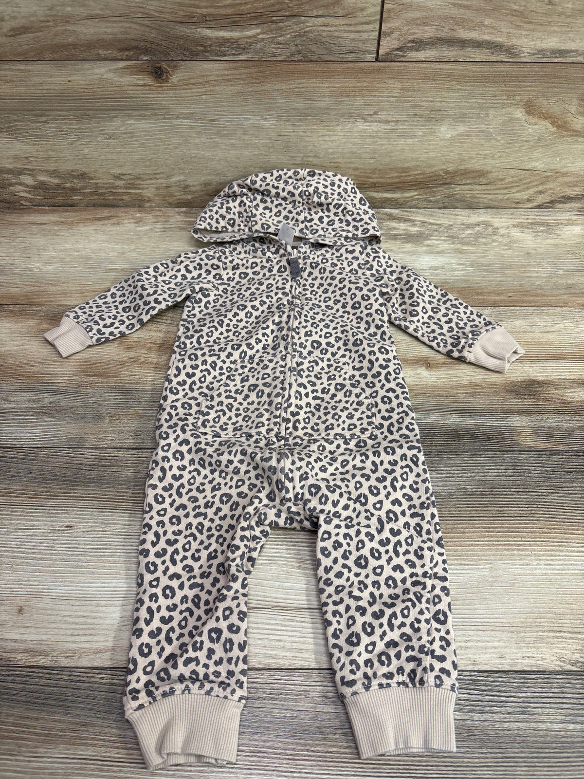 Carter's Leopard Print Hooded Coverall Tan sz 9m