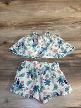 Bluey 2pc Gauze Floral Top & Bottoms Set White sz 2T