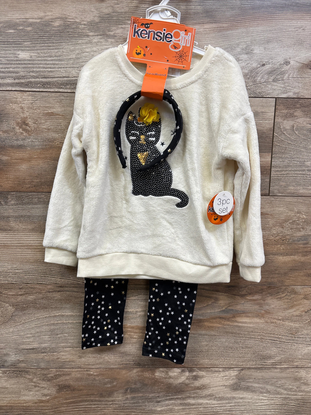 NEW Kensie Girl 3pc Plush Sweatshirt + Leggings + Headband White sz 4T - Me n Mommy To Be